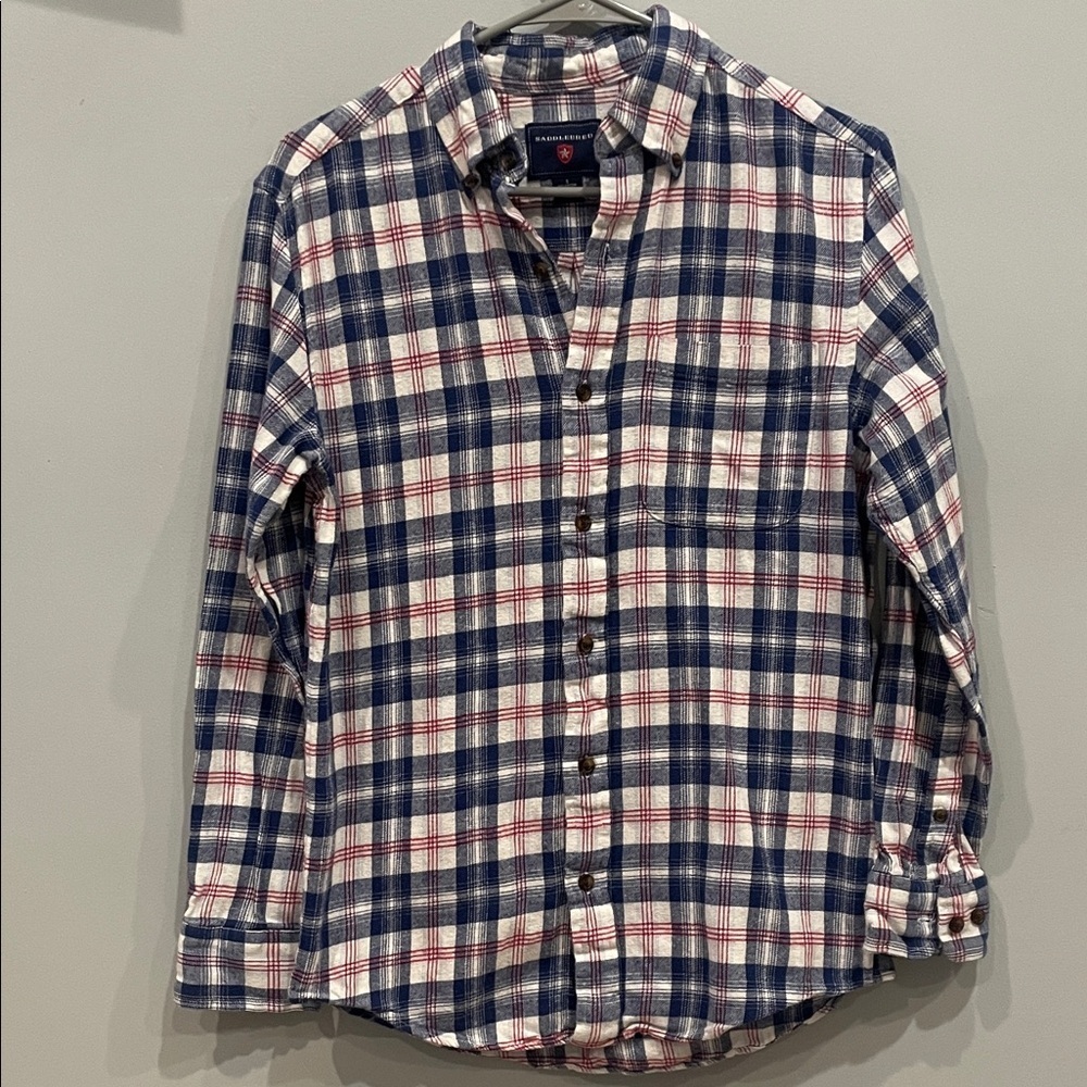 Men's Plaid Button-Down Shirt saddlebred small